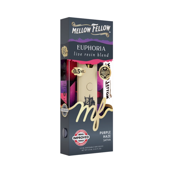 Euphoria Blend 0.5ml Live Resin Disposable Vape - Purple Haze (Sativa) - Mellow Fellow
