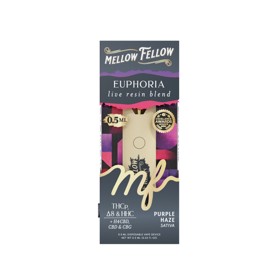 Mellow Fellow Euphoria live resin blend packaging on a white background