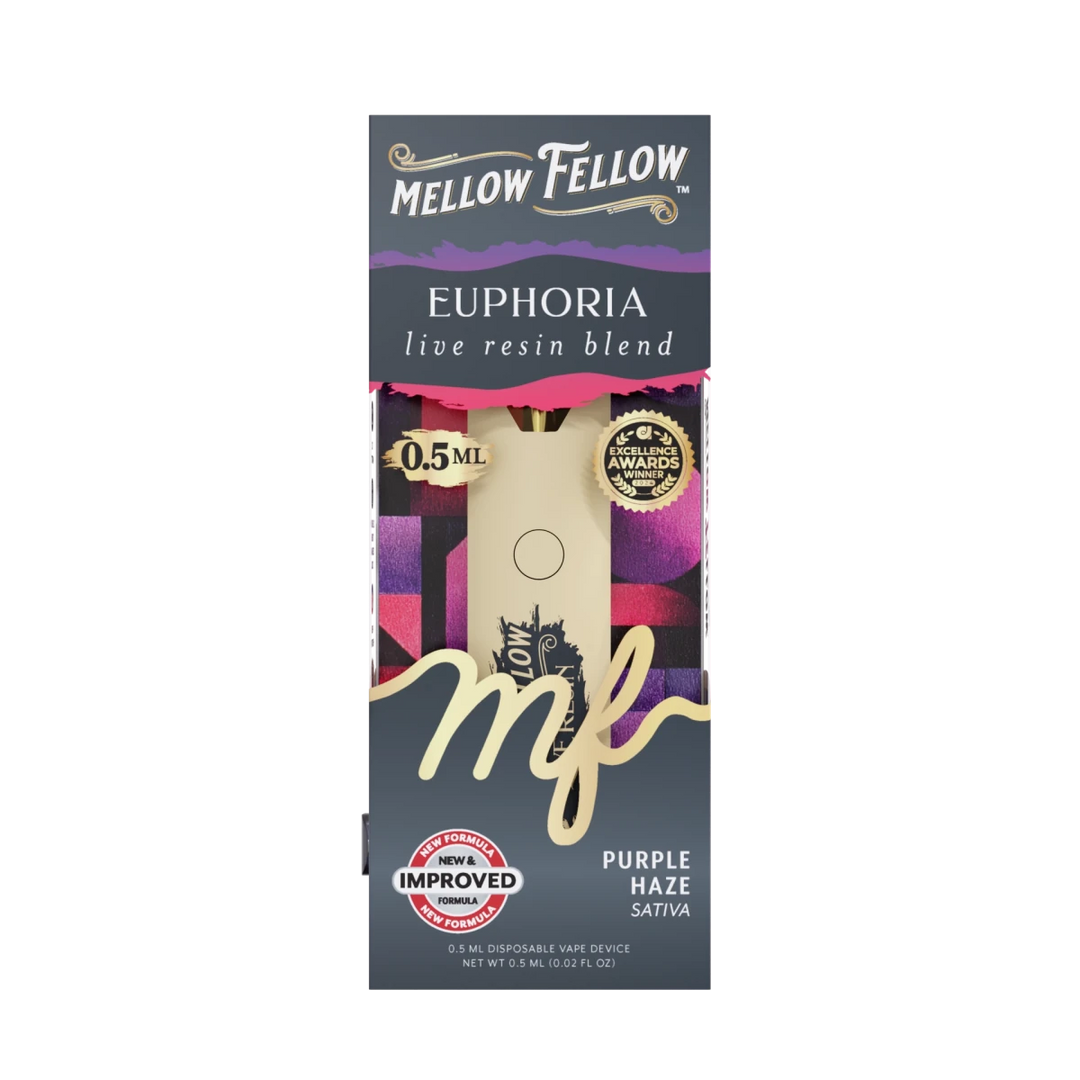 Euphoria Blend 0.5ml Live Resin Disposable Vape - Purple Haze (Sativa) - Mellow Fellow