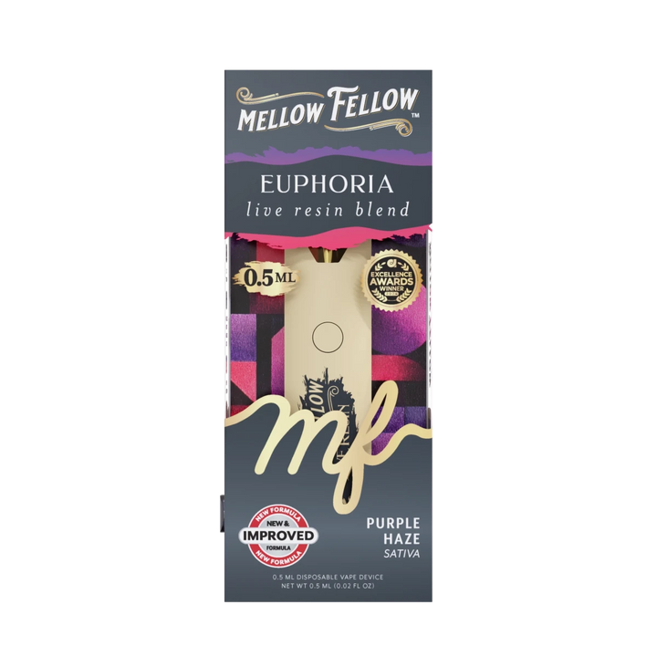 Euphoria Blend 0.5ml Live Resin Disposable Vape - Purple Haze (Sativa) - Mellow Fellow