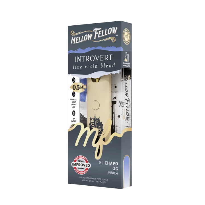 Introvert Blend 0.5ml Live Resin Disposable Vape - El Chapo OG (Indica) - Mellow Fellow