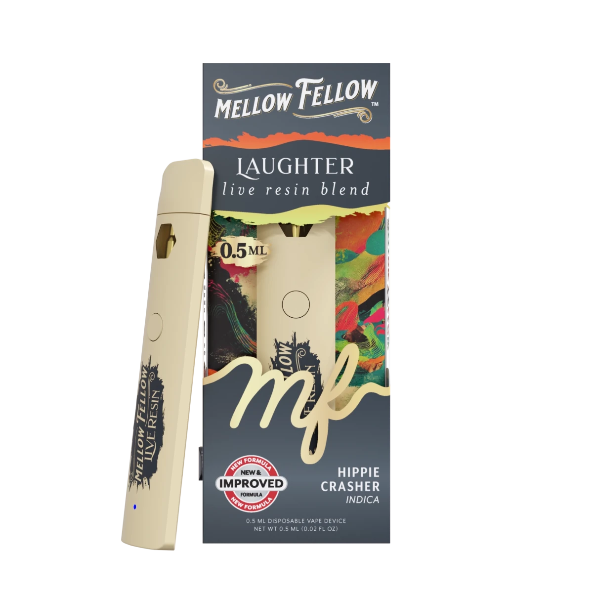 Laughter Blend 0.5ml Live Resin Disposable Vape - Hippie Crasher (Indi -  Mellow Fellow