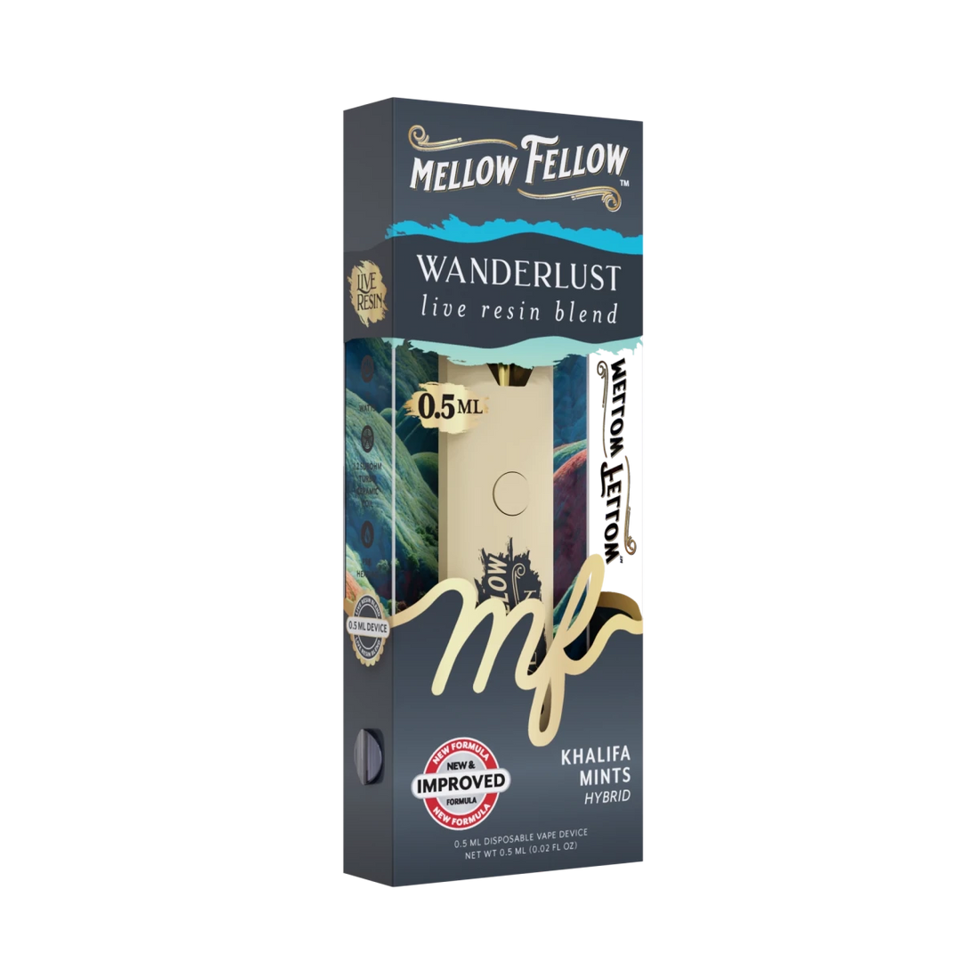 Wanderlust Blend 0.5ml Live Resin Disposable Vape - Khalifa Mints (Hybrid) - Mellow Fellow