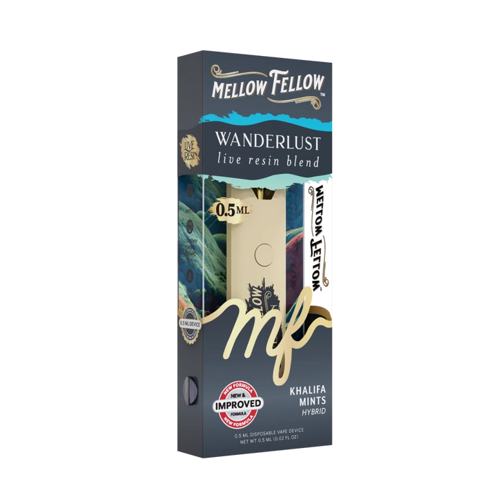 Wanderlust Blend 0.5ml Live Resin Disposable Vape - Khalifa Mints (Hybrid) - Mellow Fellow