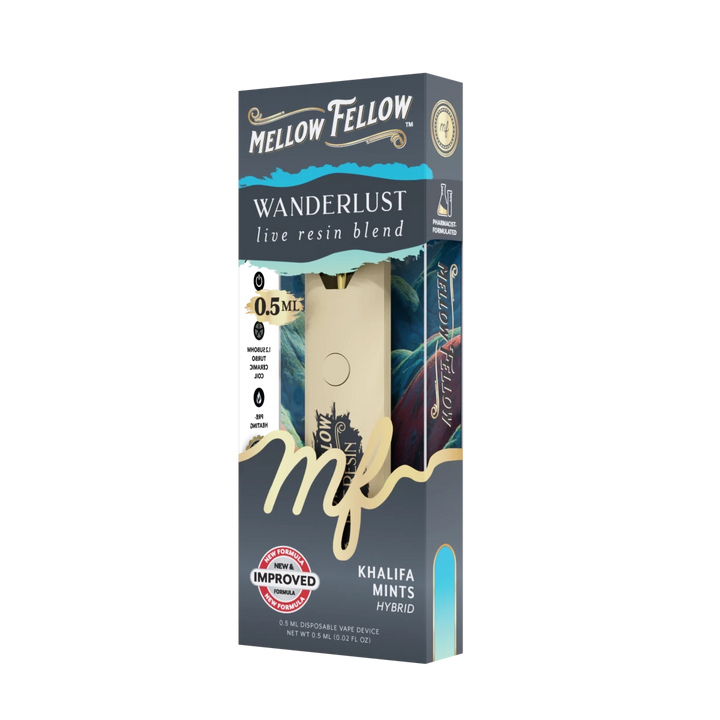 Wanderlust Blend 0.5ml Live Resin Disposable Vape - Khalifa Mints (Hybrid) - Mellow Fellow