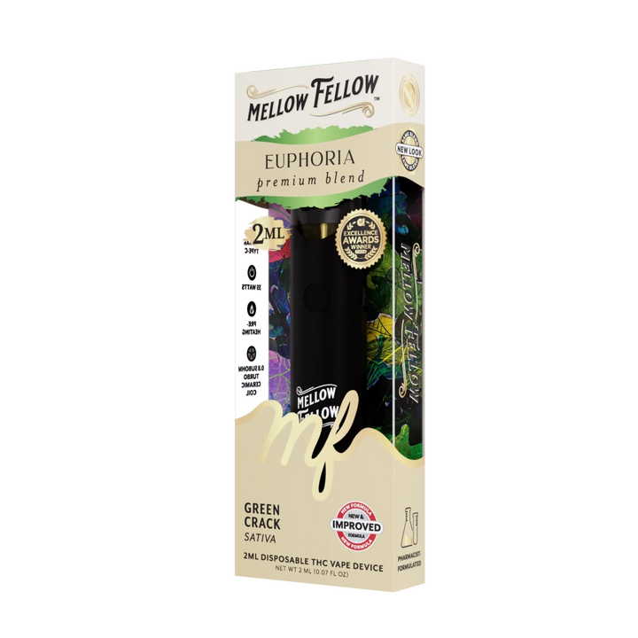 Euphoria Blend 2ml Disposable Vape - Green Crack (Sativa) - Mellow Fellow