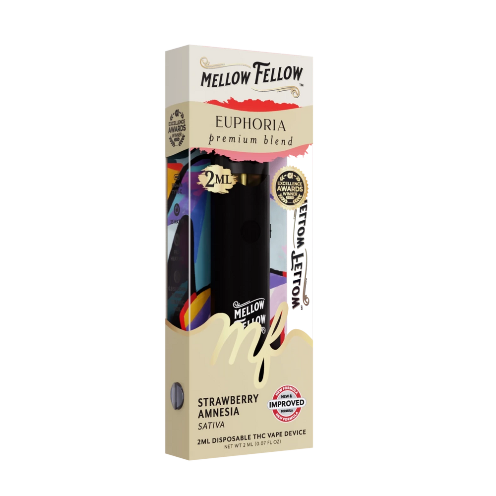 Euphoria Blend 2ml Disposable Vape - Strawberry Amnesia (Sativa) - Mellow Fellow