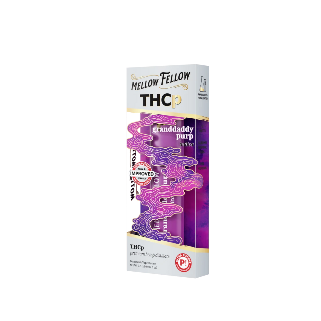 THCp 0.5g Disposable Vape - Granddaddy Purp (Indica) - Mellow Fellow