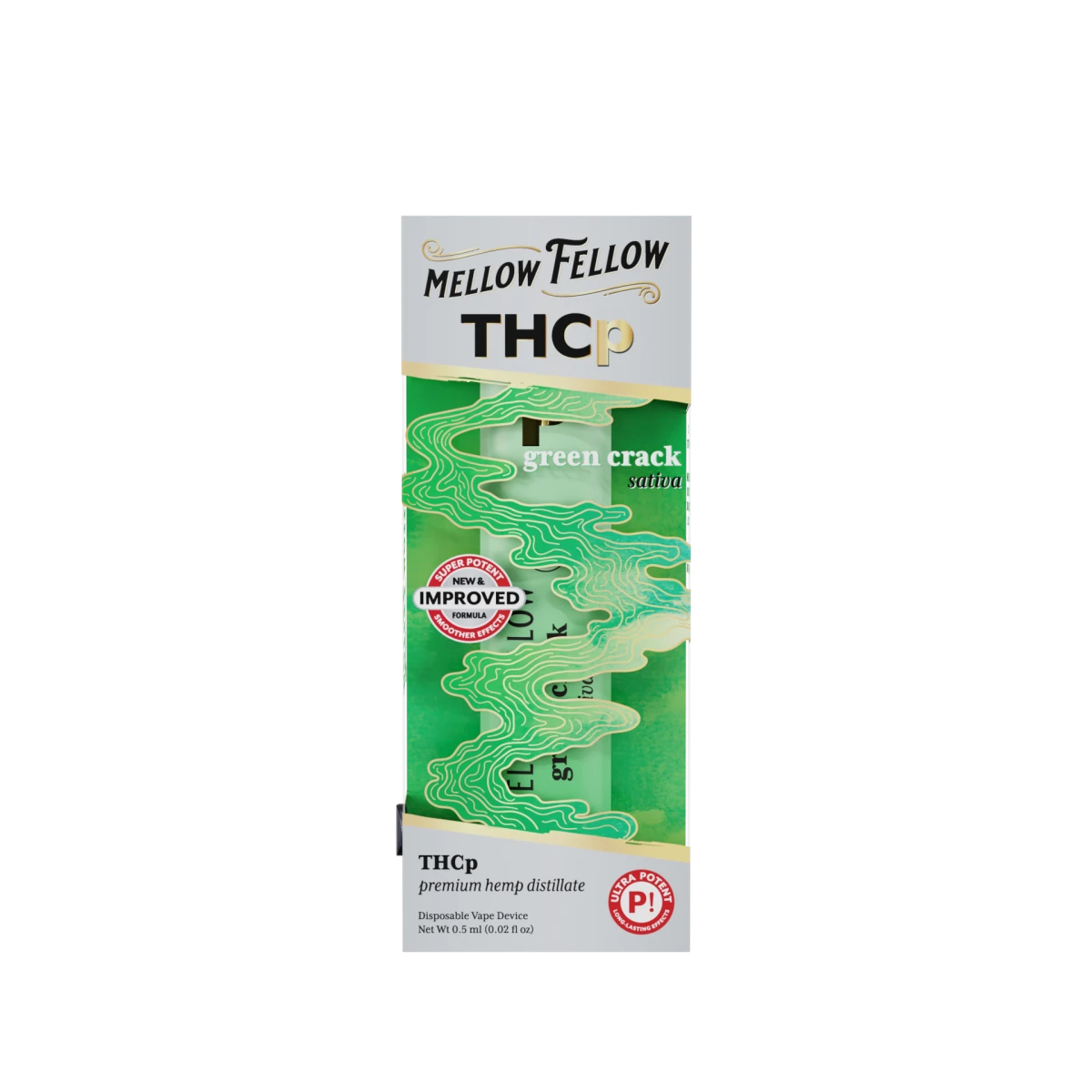 THCp 0.5g Disposable Vape - Green Crack (Sativa) - Mellow Fellow