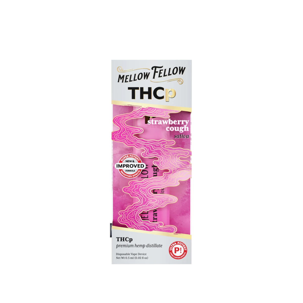 THCp 0.5g Disposable Vape - Strawberry Cough (Sativa) - Mellow Fellow THCp 0.5g Disposable Vape - Strawberry Cough (Sativa) - Mellow Fellow