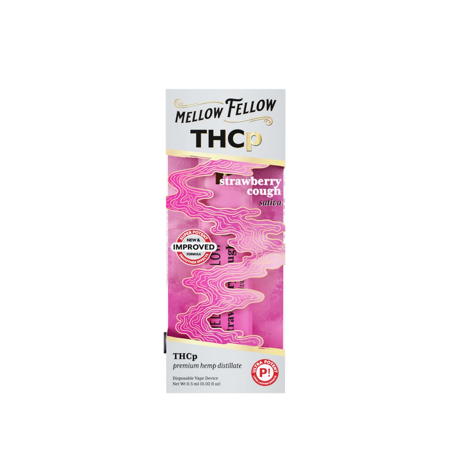 THCp 0.5g Disposable Vape - Strawberry Cough (Sativa) - Mellow Fellow
