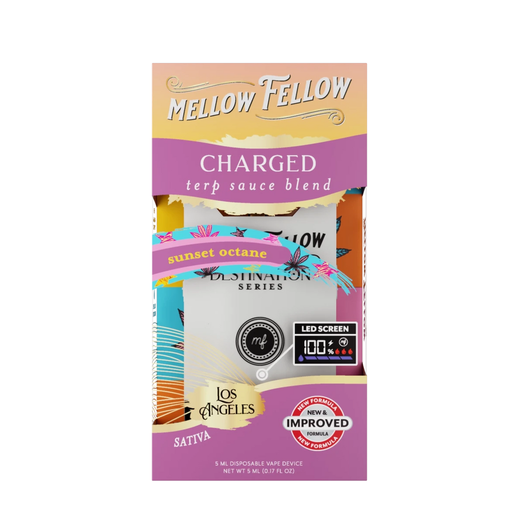 Charged Blend - Terp Sauce 5ml Disposable Vape - Sunset Octane (Sativa - Mellow Fellow Charged Blend - Terp Sauce 5ml Disposable Vape - Sunset Octane (Sativa - Mellow Fellow