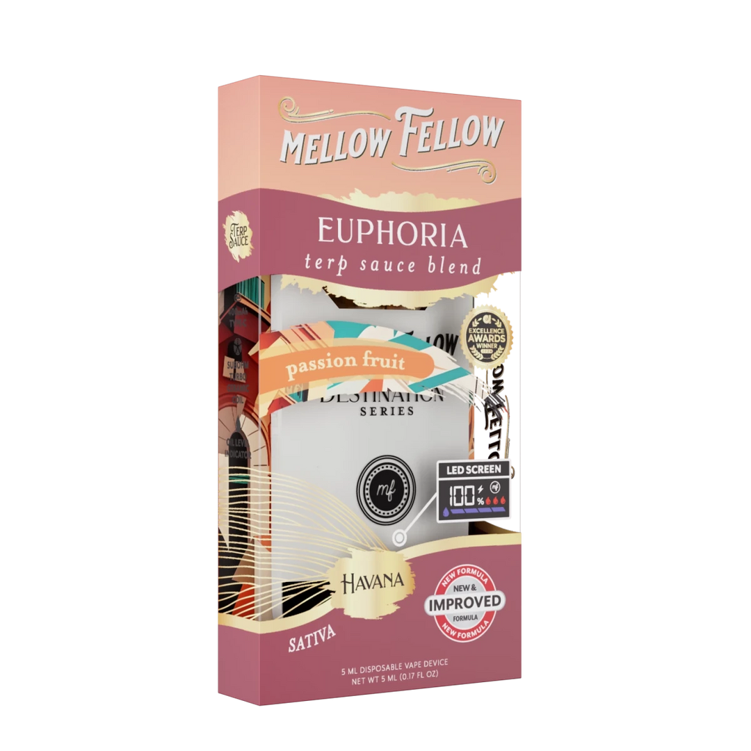 Euphoria Blend - Terp Sauce 5ml Disposable Vape - Passion Fruit (Sativ - Mellow Fellow Euphoria Blend - Terp Sauce 5ml Disposable Vape - Passion Fruit (Sativ - Mellow Fellow