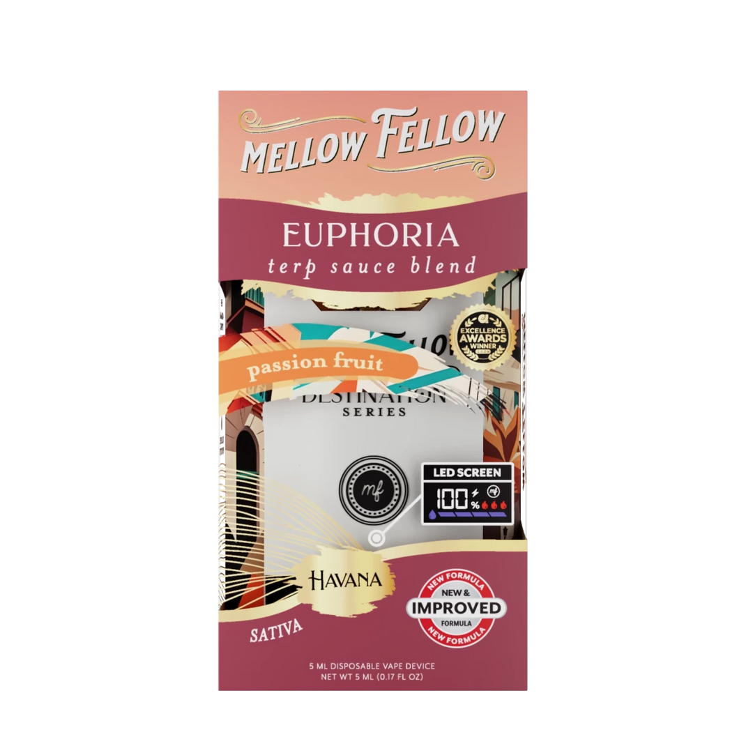 Euphoria Blend - Terp Sauce 5ml Disposable Vape - Passion Fruit (Sativ - Mellow Fellow Euphoria Blend - Terp Sauce 5ml Disposable Vape - Passion Fruit (Sativ - Mellow Fellow