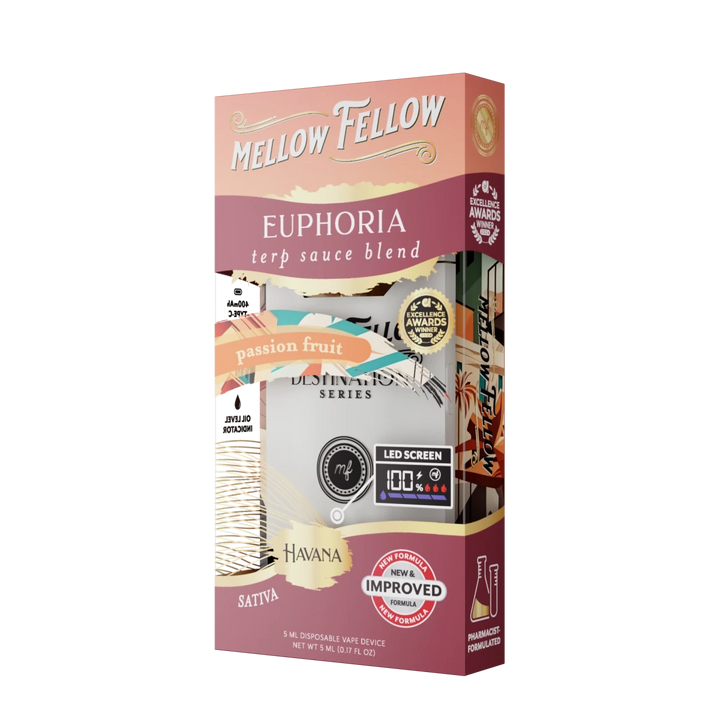 Euphoria Blend - Terp Sauce 5ml Disposable Vape - Passion Fruit (Sativa) - Mellow Fellow