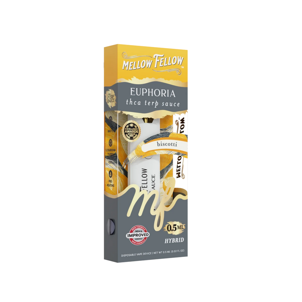 Euphoria Blend 0.5ml Terp Sauce Disposable Vape - Biscotti (Hybrid) - Mellow Fellow