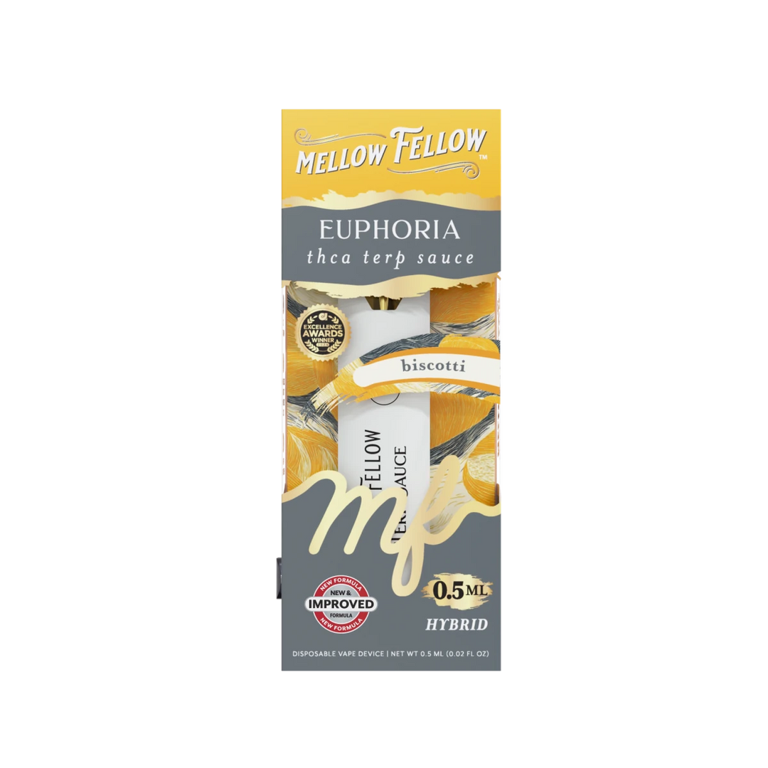Euphoria Blend 0.5ml Terp Sauce Disposable Vape - Biscotti (Hybrid) - Mellow Fellow