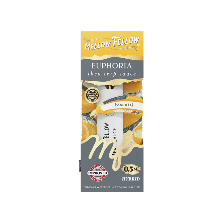 Euphoria Blend 0.5ml Terp Sauce Disposable Vape - Biscotti (Hybrid) - Mellow Fellow