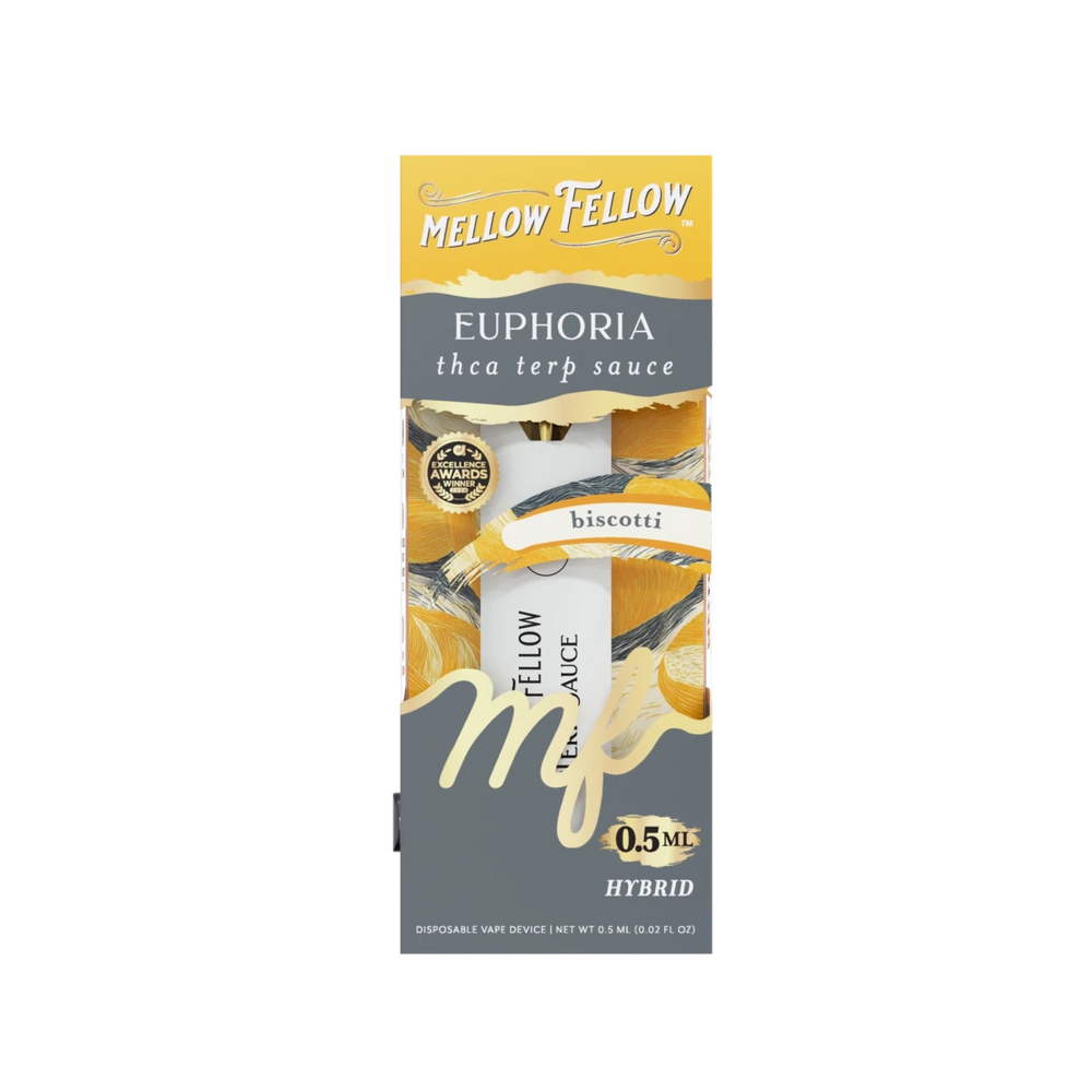Euphoria Blend 0.5ml Terp Sauce Disposable Vape - Biscotti (Hybrid) - Mellow Fellow