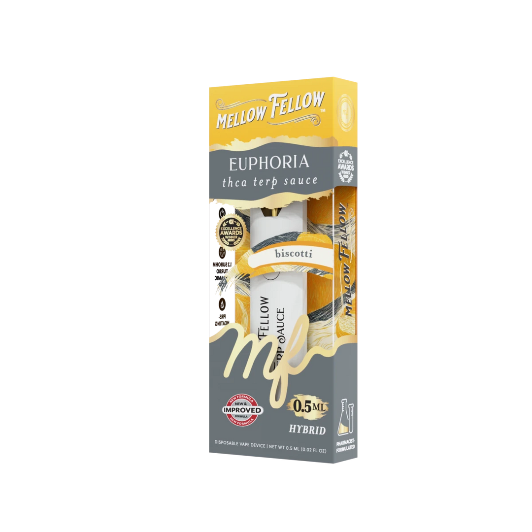 Euphoria Blend 0.5ml Terp Sauce Disposable Vape - Biscotti (Hybrid) - Mellow Fellow