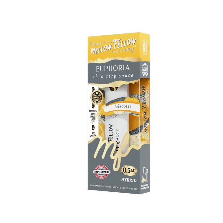 Euphoria Blend 0.5ml Terp Sauce Disposable Vape - Biscotti (Hybrid) - Mellow Fellow