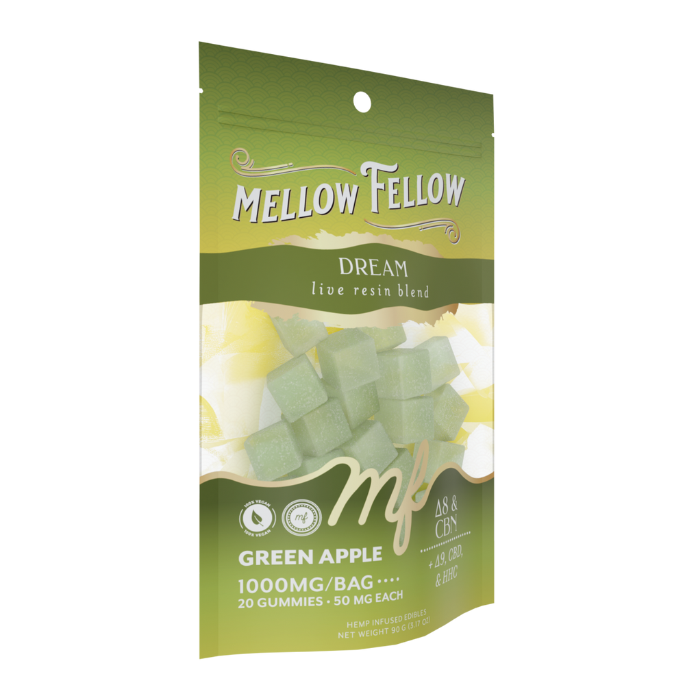 Dream Blend - Live Resin M - Fusions Edibles - Green Apple 1000mg - Mellow Fellow