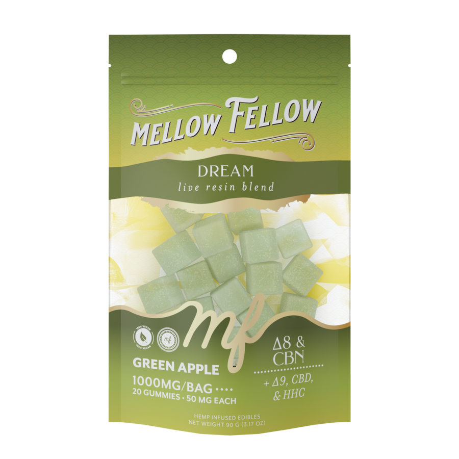 Dream Blend - Live Resin M - Fusions Edibles - Green Apple 1000mg - Mellow Fellow