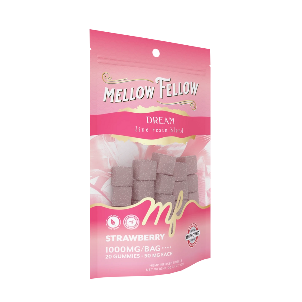 Dream Blend - Live Resin M - Fusions Edibles - Strawberry 1000mg - Mellow Fellow