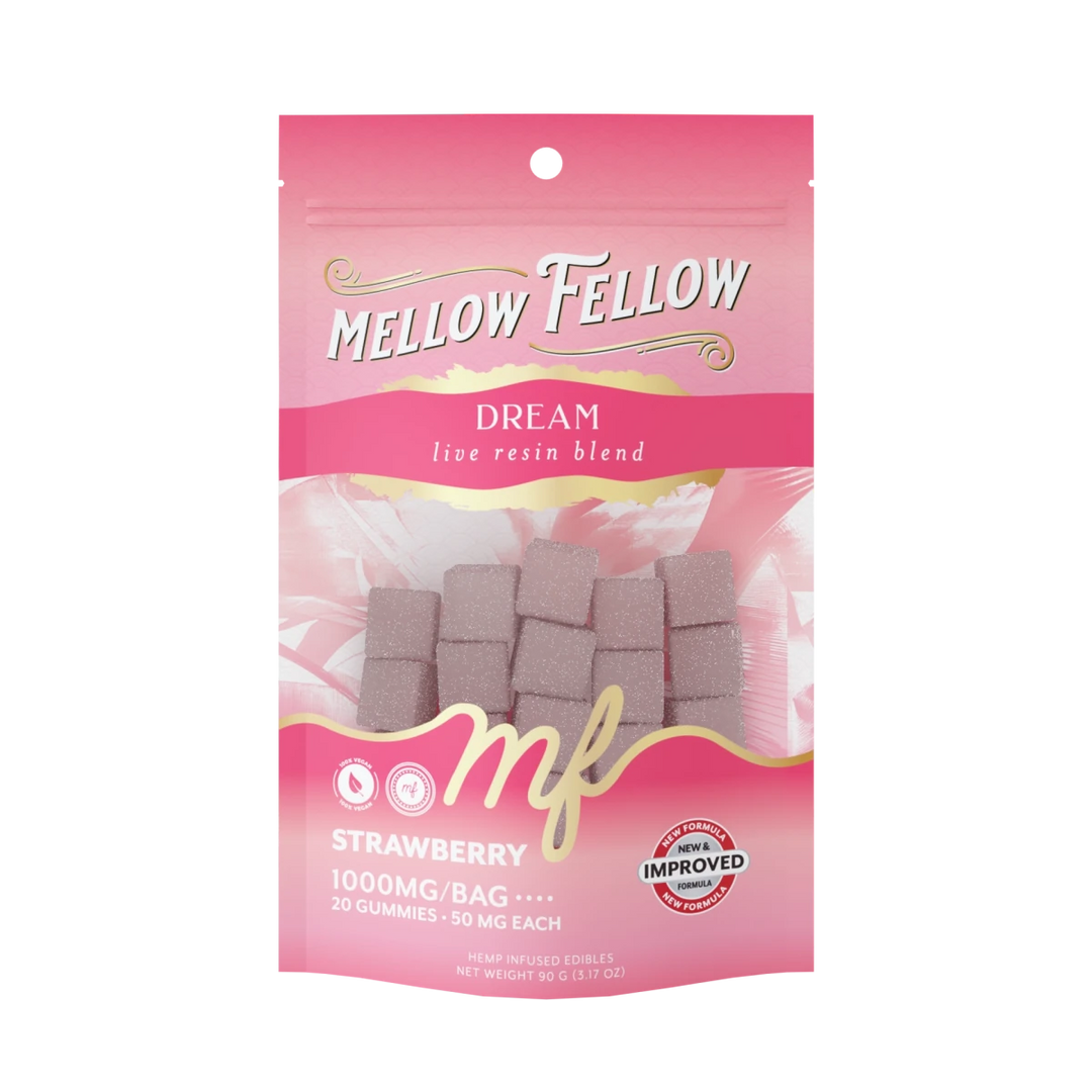 Dream Blend - Live Resin M - Fusions Edibles - Strawberry 1000mg - Mellow Fellow