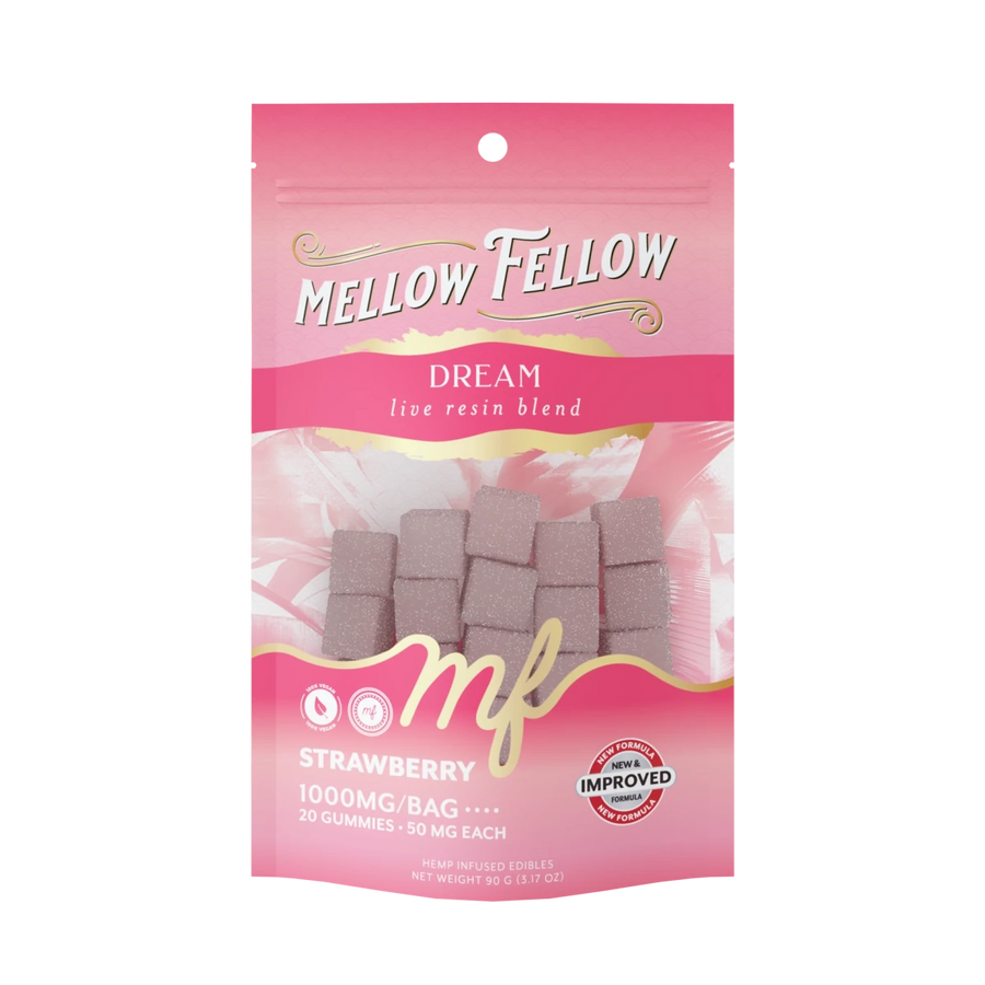 Dream Blend - Live Resin M - Fusions Edibles - Strawberry 1000mg - Mellow Fellow