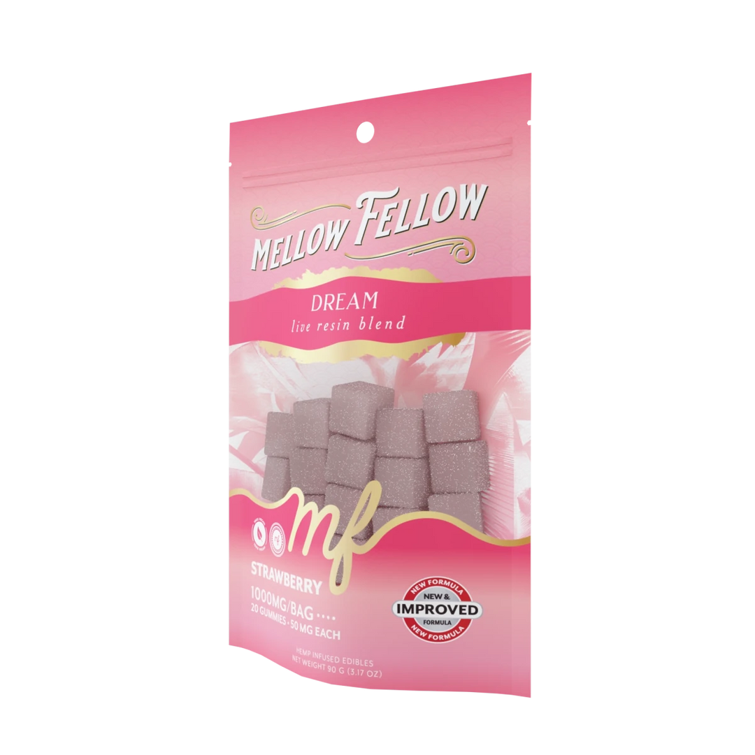 Dream Blend - Live Resin M - Fusions Edibles - Strawberry 1000mg - Mellow Fellow