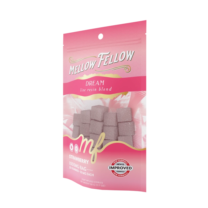 Dream Blend - Live Resin M - Fusions Edibles - Strawberry 1000mg - Mellow Fellow