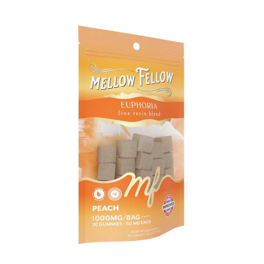 Euphoria Blend - Live Resin M - Fusions Edibles - Peach 1000mg - Mellow Fellow