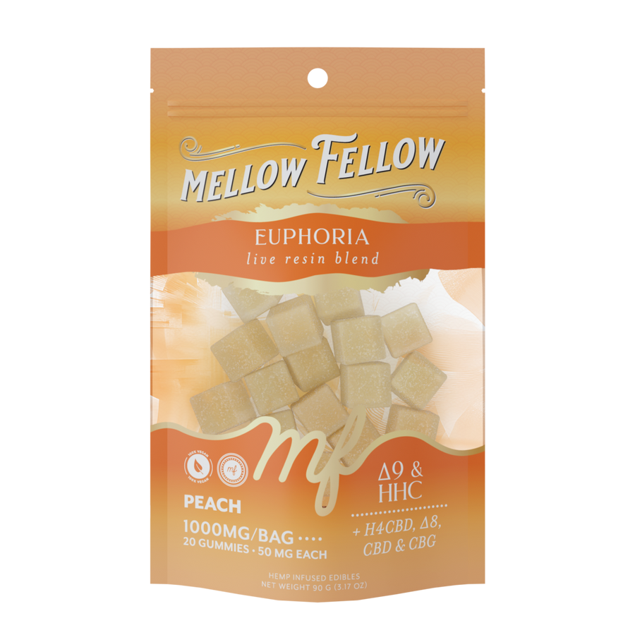Euphoria Blend - Live Resin M - Fusions Edibles - Peach 1000mg - Mellow Fellow