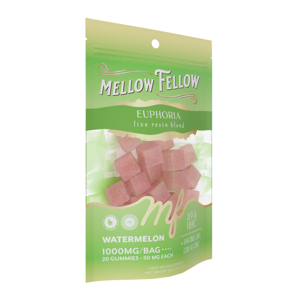 Euphoria Blend - Live Resin M - Fusions Edibles - Watermelon 1000mg - Mellow Fellow
