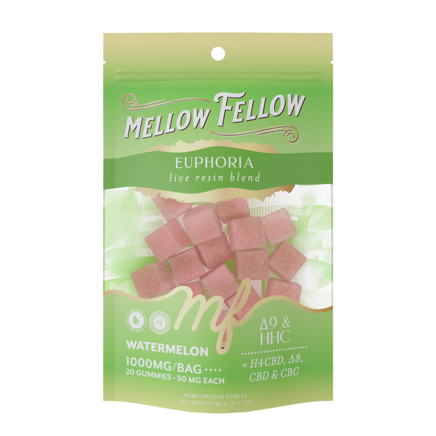 Euphoria Blend - Live Resin M - Fusions Edibles - Watermelon 1000mg - Mellow Fellow