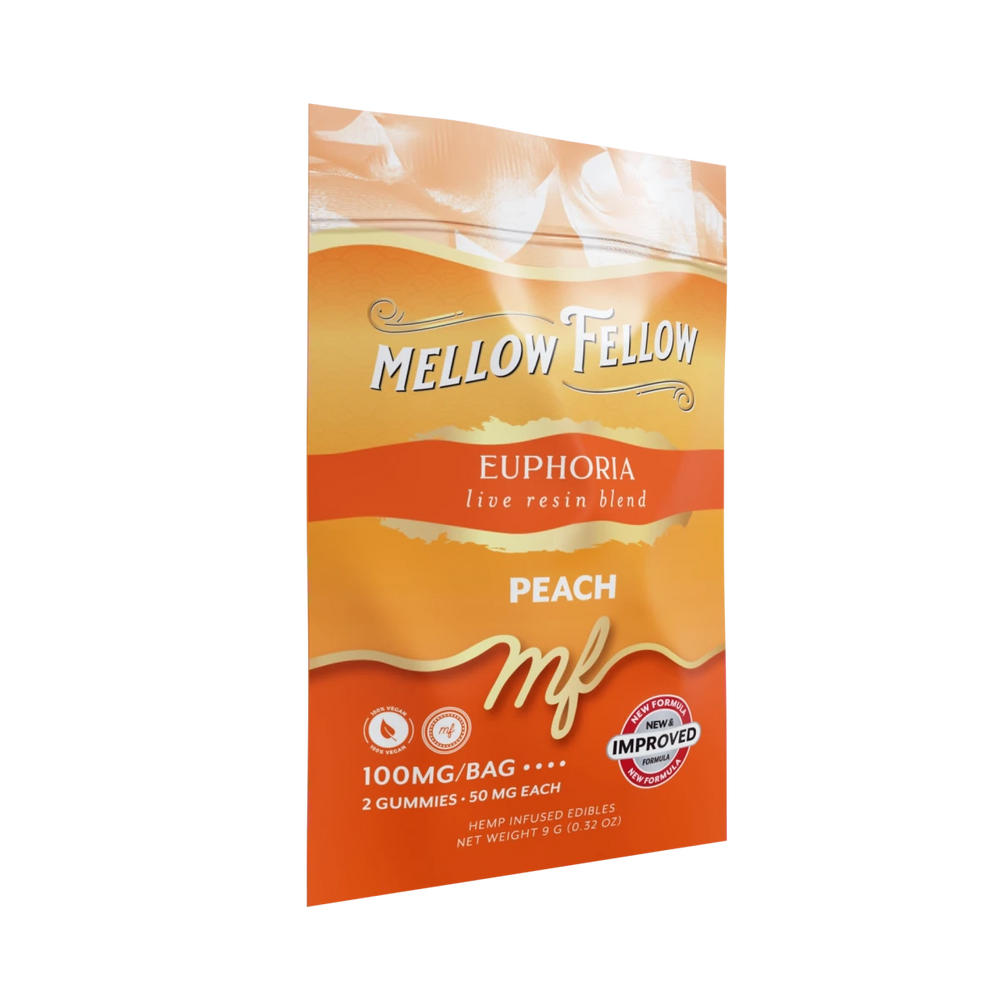 Euphoria Blend - Live Resin M - Fusions Edibles Sachets - Peach 100mg - Mellow Fellow