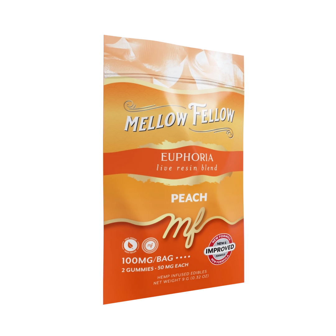 Euphoria Blend - Live Resin M - Fusions Edibles Sachets - Peach 100mg - Mellow Fellow