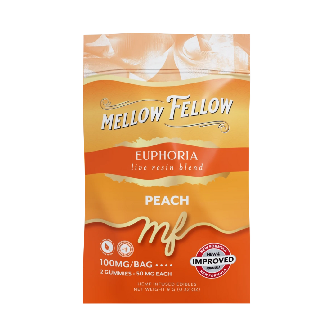 Euphoria Blend - Live Resin M - Fusions Edibles Sachets - Peach 100mg - Mellow Fellow