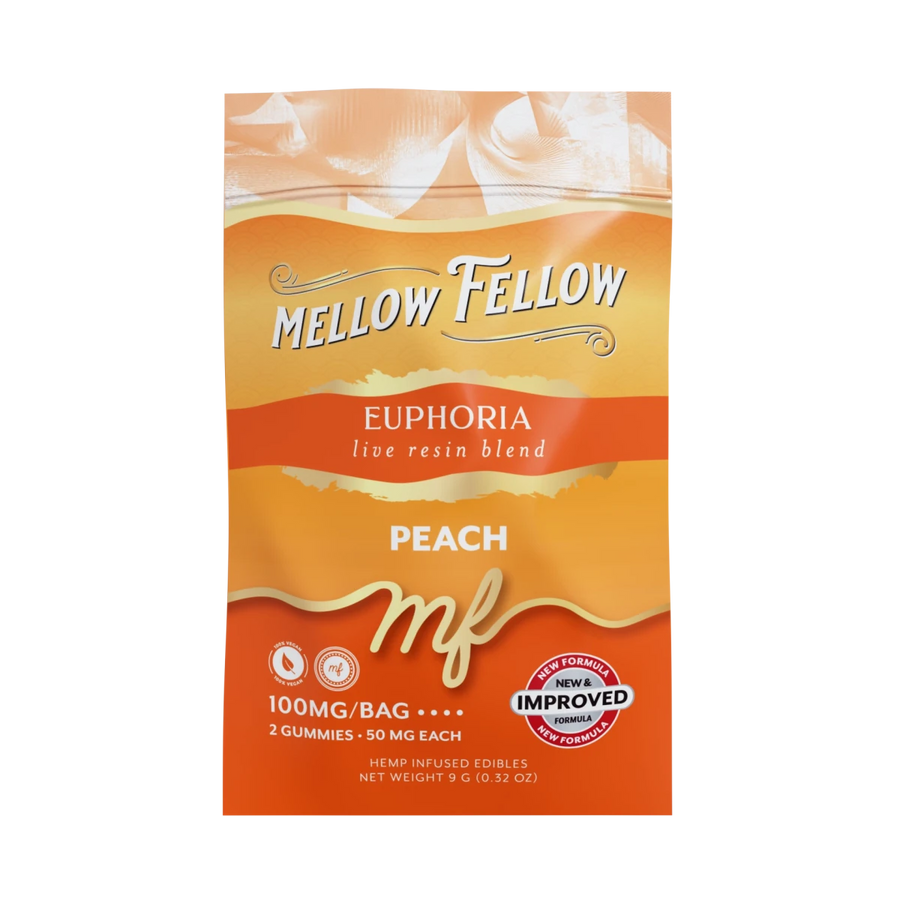 Euphoria Blend - Live Resin M - Fusions Edibles Sachets - Peach 100mg - Mellow Fellow