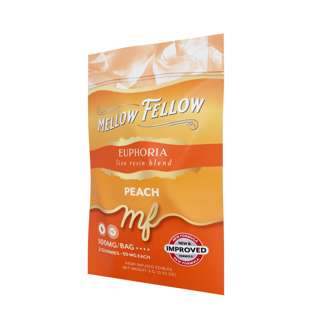 Euphoria Blend - Live Resin M - Fusions Edibles Sachets - Peach 100mg - Mellow Fellow