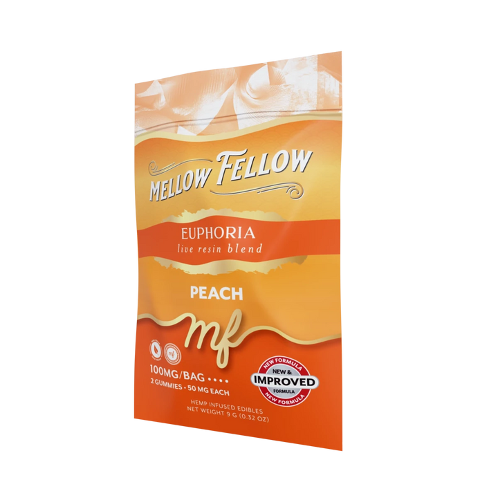 Euphoria Blend - Live Resin M - Fusions Edibles Sachets - Peach 100mg - Mellow Fellow