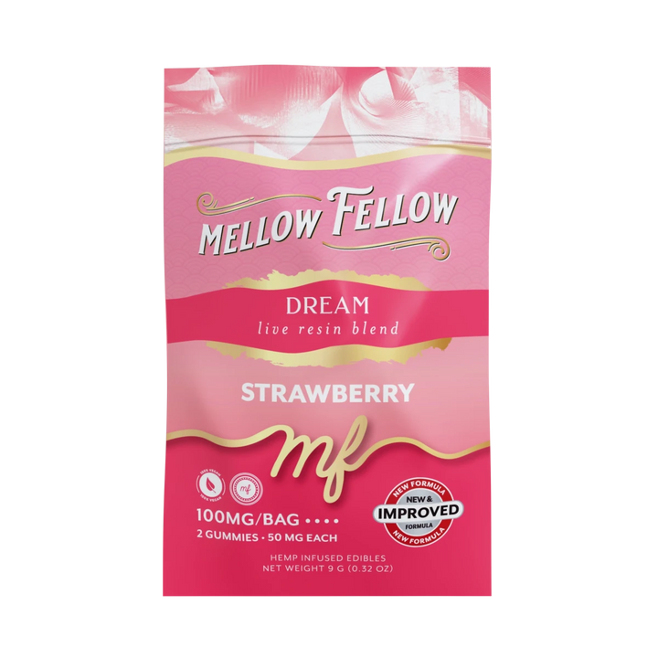 Dream Blend - Live Resin M - Fusions Edibles Sachets - Strawberry 100mg - Mellow Fellow