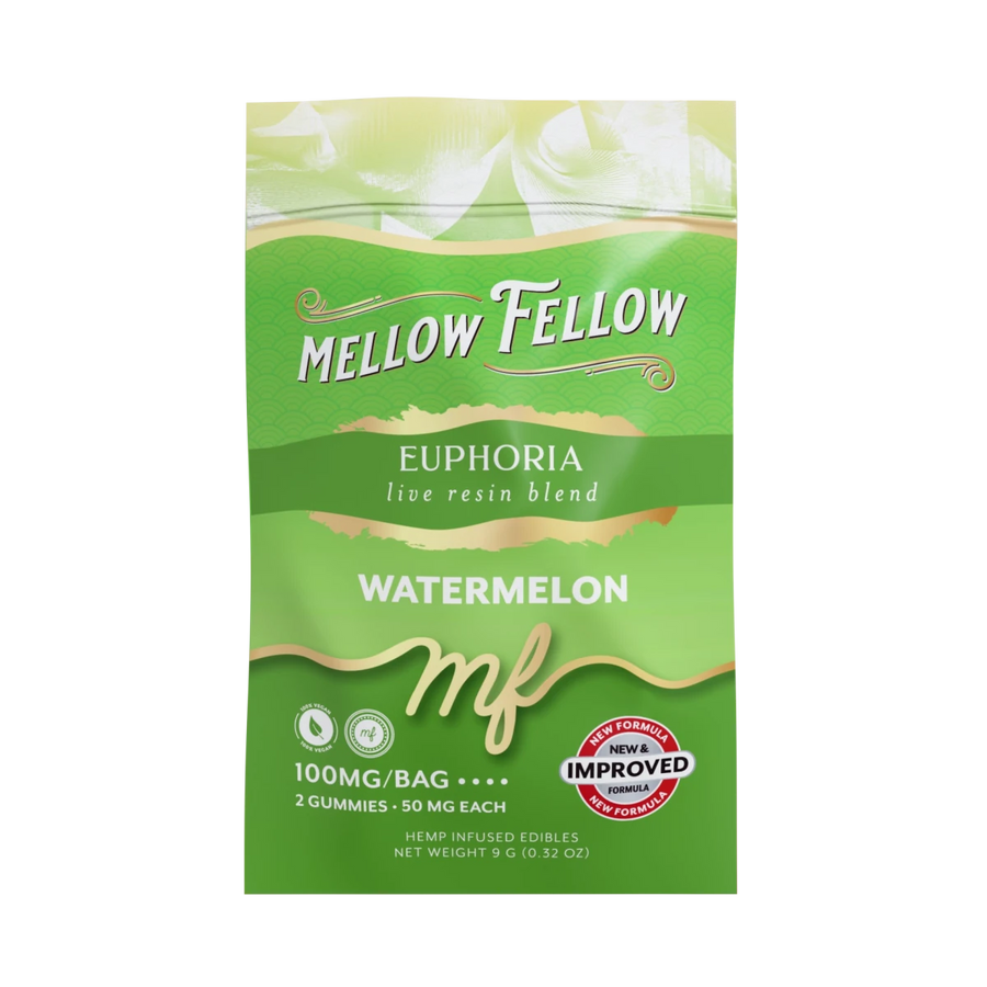 Euphoria Blend - Live Resin M - Fusions Edibles Sachets - Watermelon 100mg - Mellow Fellow