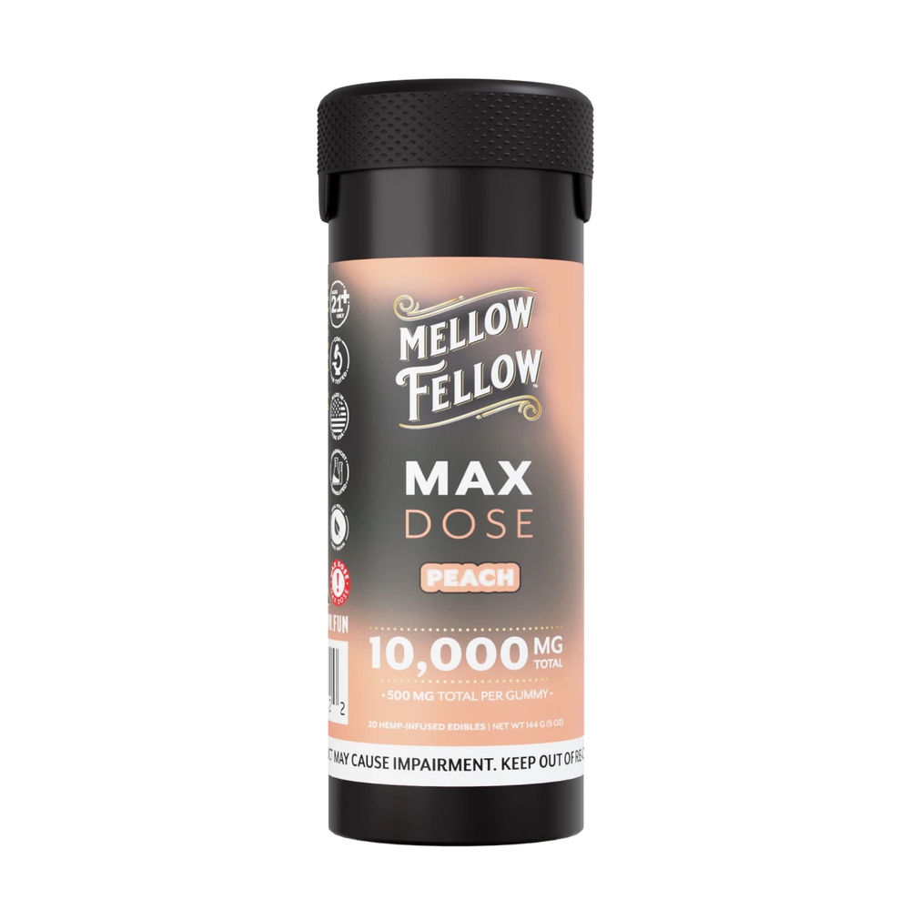 Max Dose Gummies - 20 ct 10,000mg - Peach - Mellow Fellow