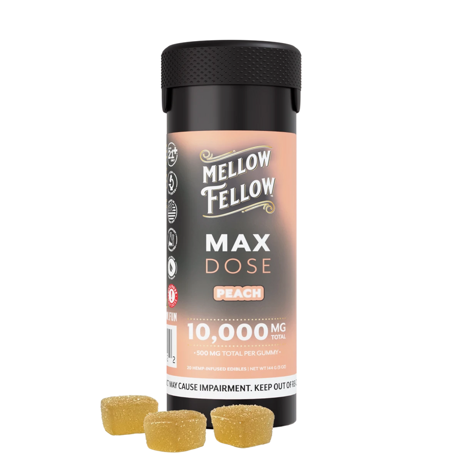 Max Dose Gummies - 20 ct 10,000mg - Peach - Mellow Fellow