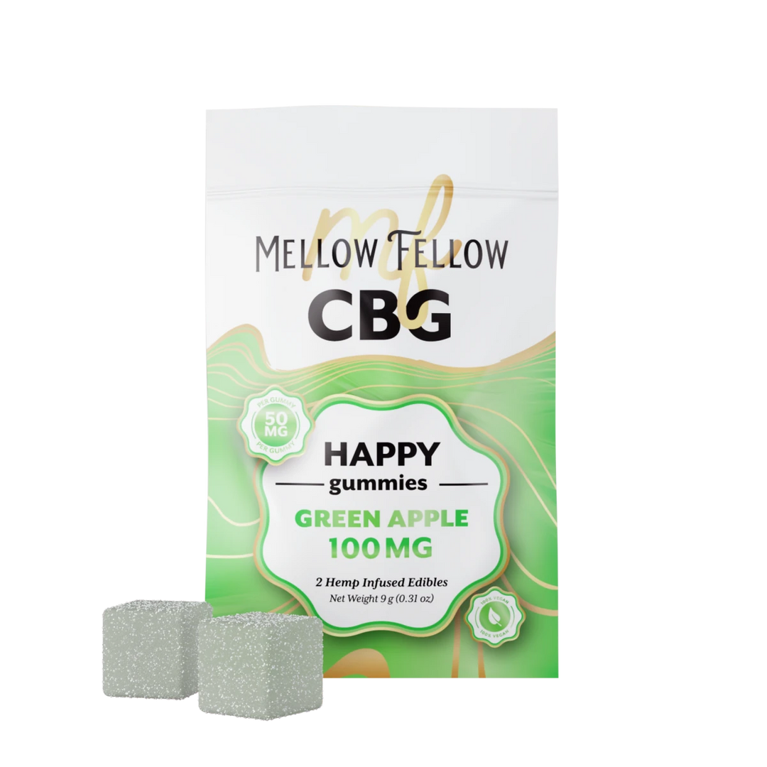 Happy CBG Gummies 100mg - Green Apple - Mellow Fellow