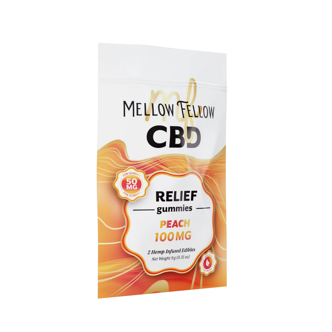 Relief CBD Gummies 100mg - Peach - Mellow Fellow