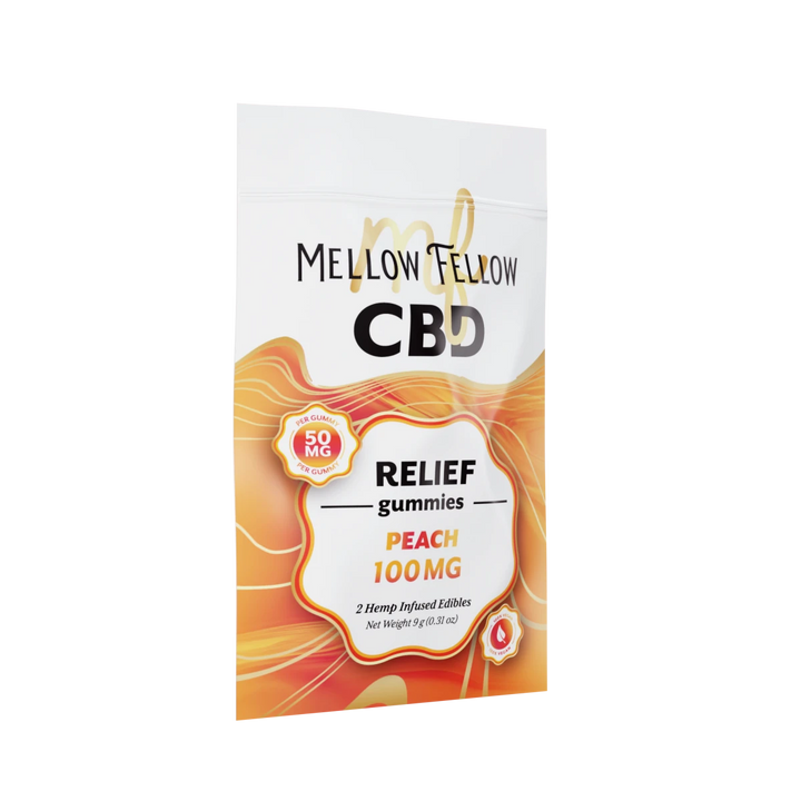 Relief CBD Gummies 100mg - Peach - Mellow Fellow