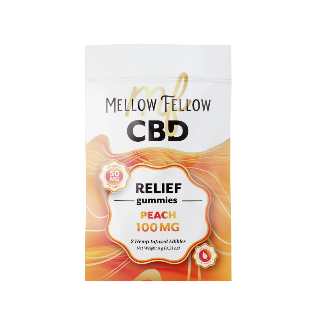 Relief CBD Gummies 100mg - Peach - Mellow Fellow